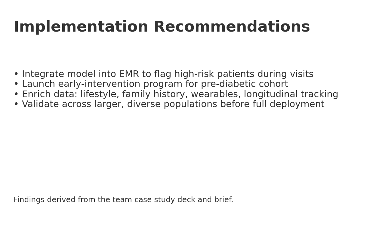 Implementation recommendations